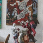 Sculpture and painting with similar themes