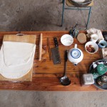 Work table with materials