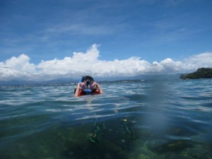 Nicole swimming off the coast in Sabah, Malaysia.
