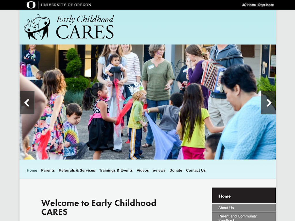 Early Childhood CARES site screenshot