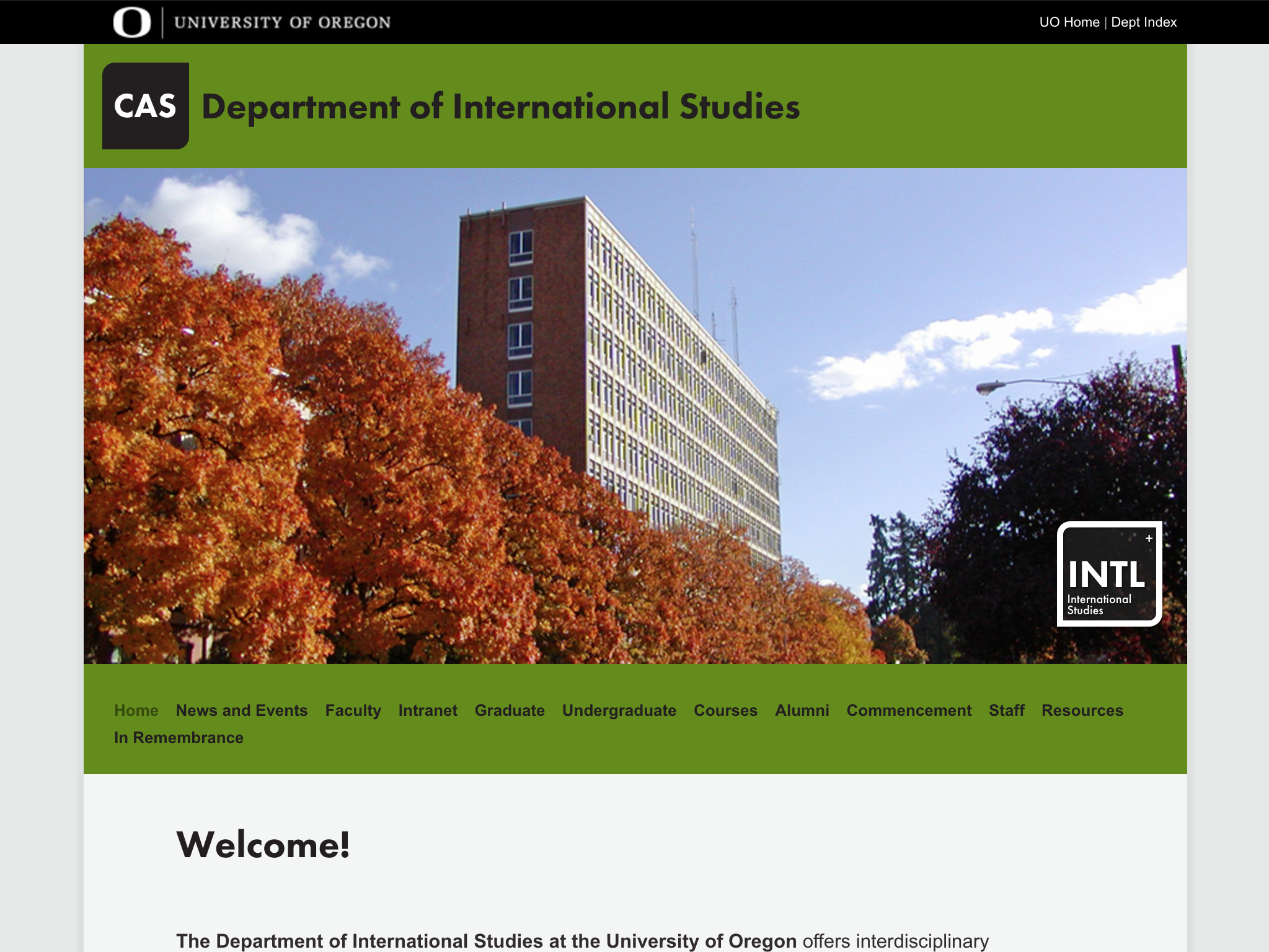 International Studies website screenshot
