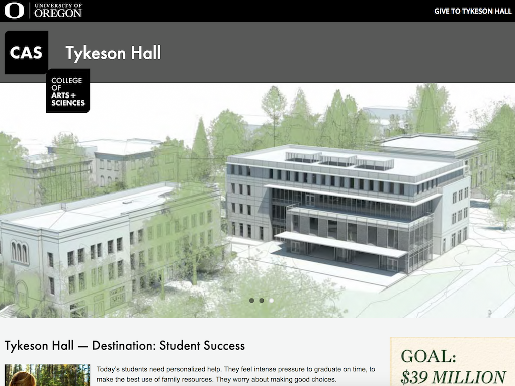 Tykeson Hall website screenshot