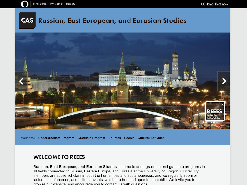 Russian, East European, and Eurasian Studies website screenshot