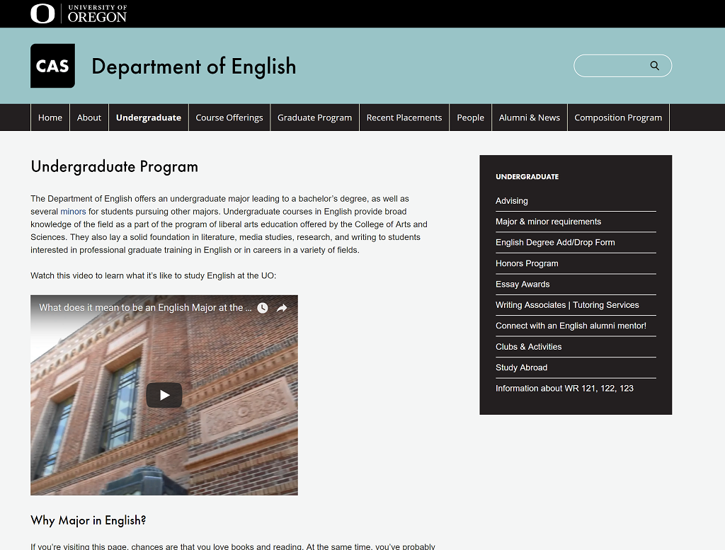 English website screenshot