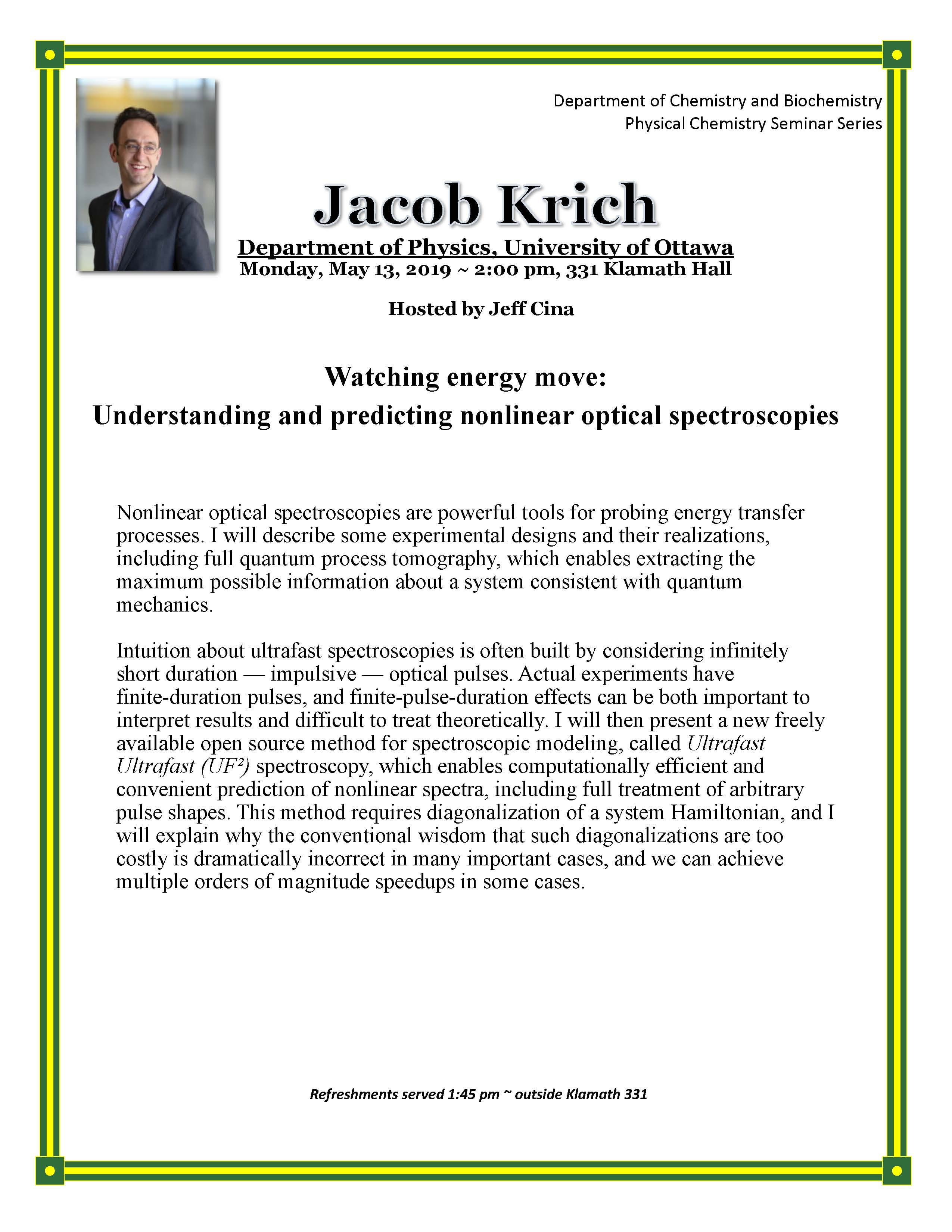 Jacob Krich - P-Chem seminar
