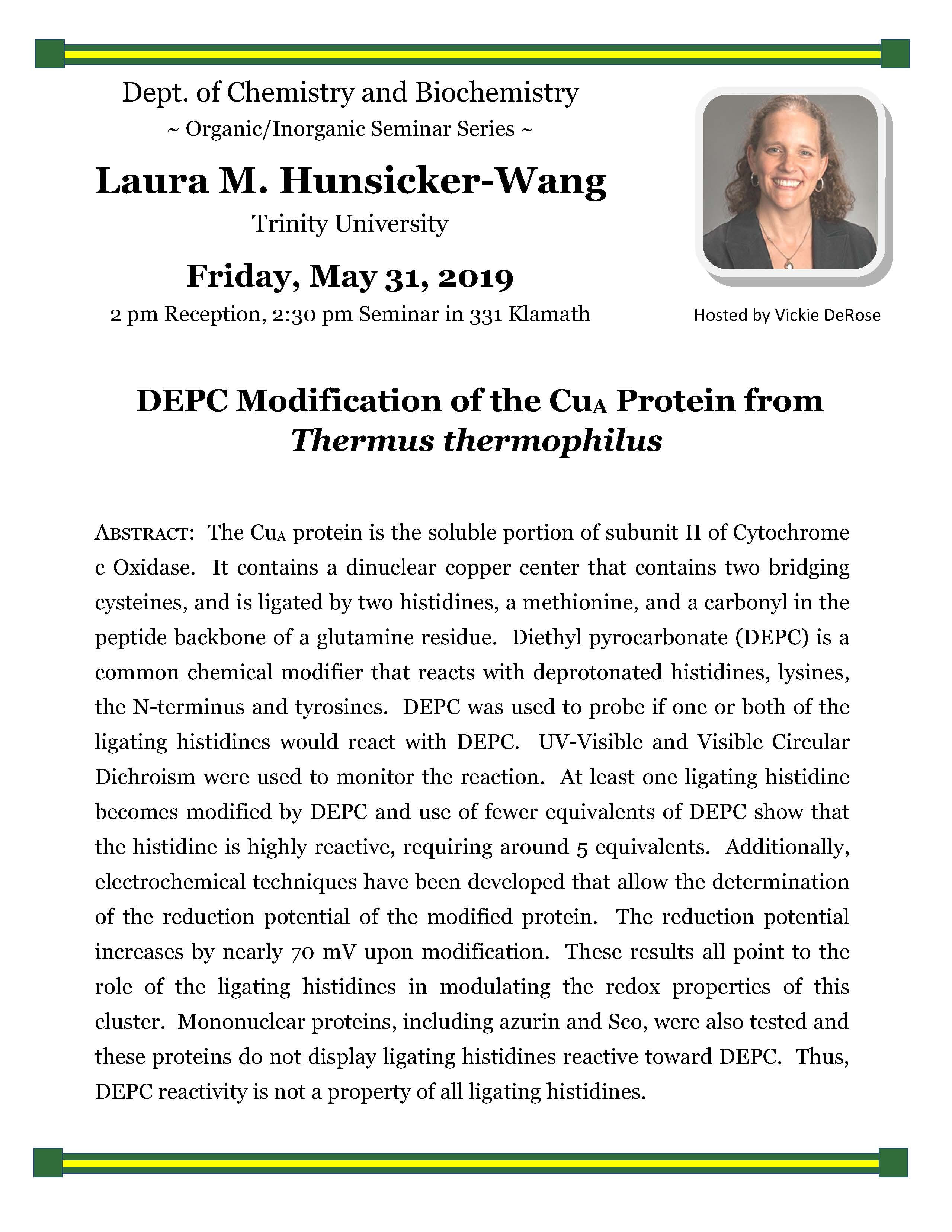 Organic / Inorganic Seminar Laura Hunsicker - Wang