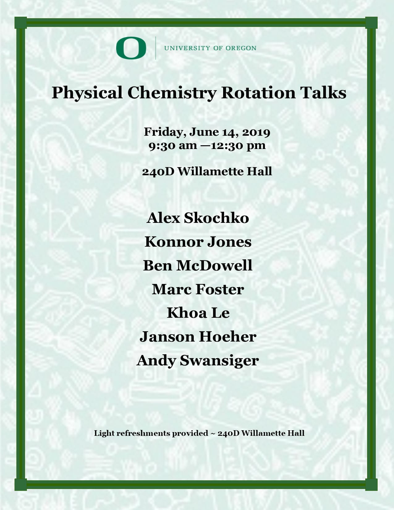 Physical Chemistry Rotation Talks