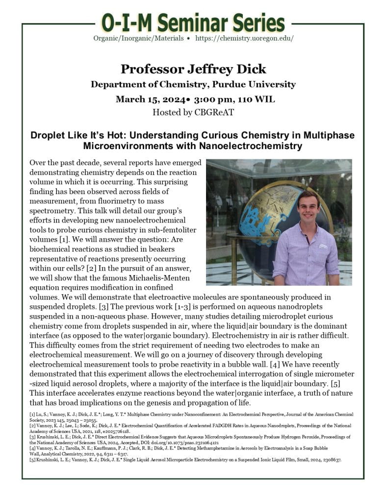 Seminar Poster for Jeffrey Dick