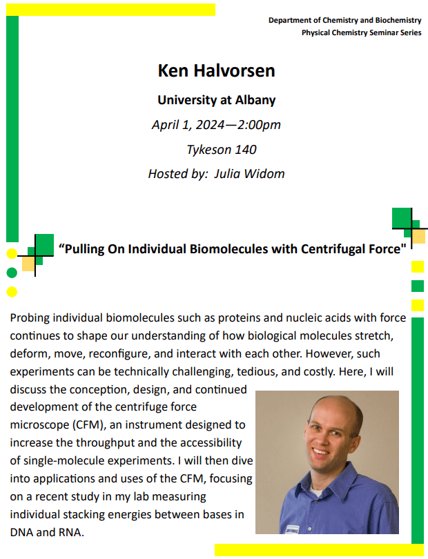 Poster for Halvorsen seminar containing text and a picture of a smiling man
