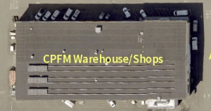 Aerial view of CPFM Warehouse and Shops Building 130