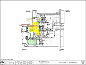 Diagram of Knight Library basement