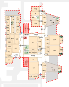 Image of Clinical Services 1st floor elevator and stairway locations