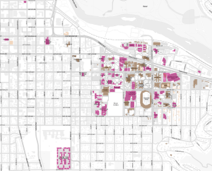 Map of buildings affected