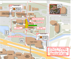 Revised map for Gallery Way utility tunnel project 9-19-23