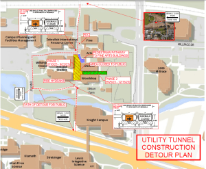 Image of Gallery Way Tunnel Work Area 7-10-23 thru 12-15-23