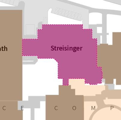 Overhead map of Streisinger Hall