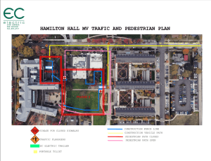 Map of affected areas for the Hamilton Hall Electrical Infrastructure project 