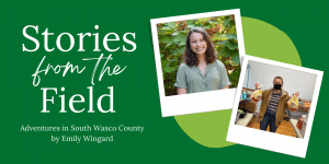 Stories from the Field Graphic with a smily Emily Wingard photo