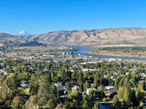 Panoramic view of The Dalles and the Columbia River