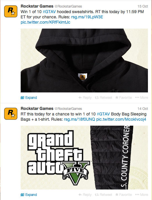 Top 5 most liked GTA Tweets from Rockstar Games