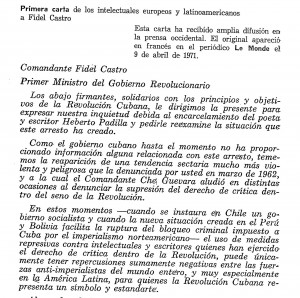 Carta de intelectuales a Fidel Castro_1
