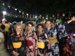 4 women in Japanese traditional dress