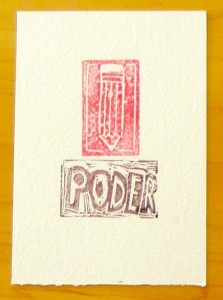 The Power of Writing, block print by NEH Summer Scholar, 2014, Lisa Albrich