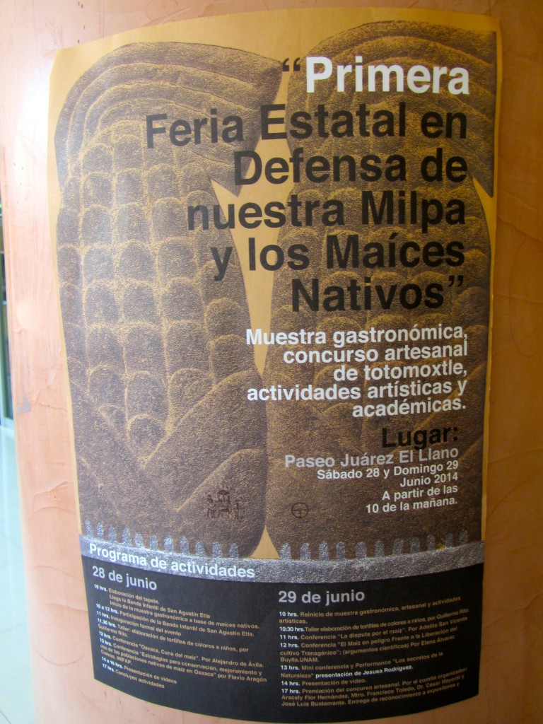 First Annual State Fair in Defense of Our Milpa and Our Native Maizes, June 2014 (photo of poster, S. Wood)