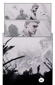 Captain America comic page showing Captain America at the 9-11 attack ground zero