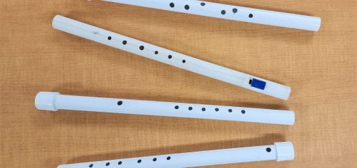 Four examples of PVC pipe flutes