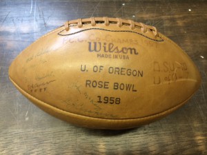 1958 Rose Bowl Game Ball, donated by Ed and Cindy Barnick, 2015. 