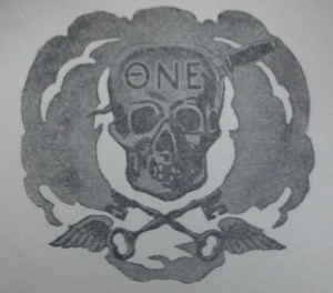 Logo from Theta Nu Epsilon stationery (UA 135, University of Oregon Archives and Special Collections)