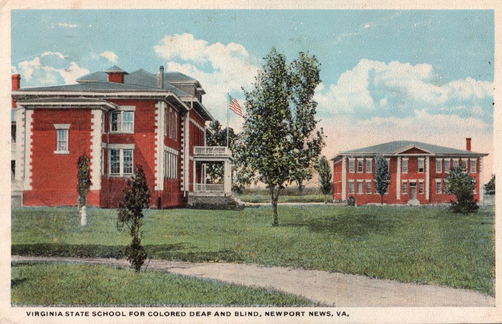 Postcard depicting the Virginia School for Colored Deaf and Blind Children, Newport News, ca. 1909