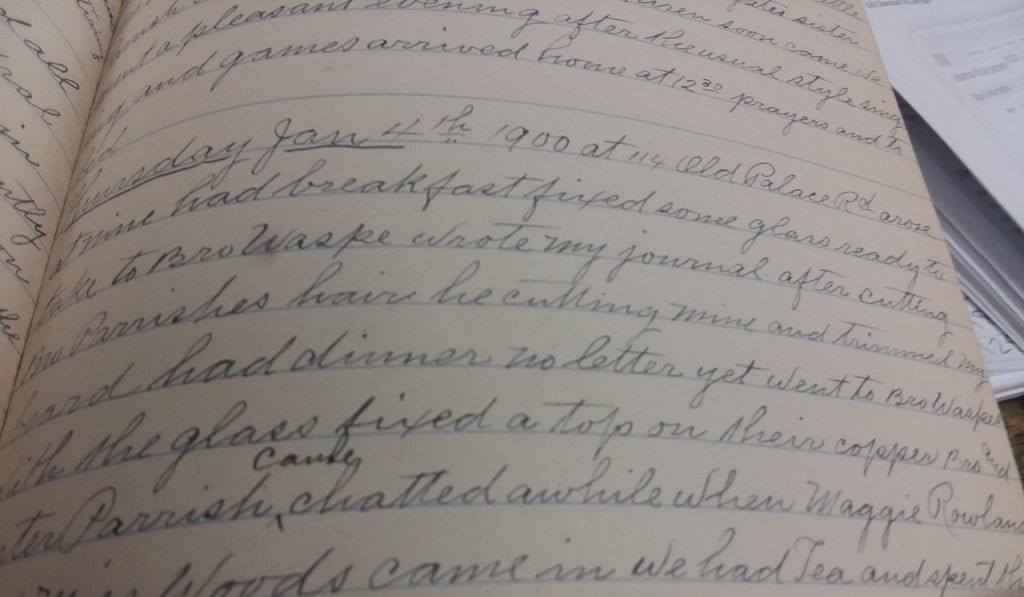Detail of diary page entry dated 1/4/1900