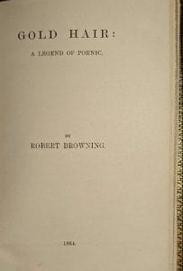 Title page of Gold Hair: A Legend of Pornic, by Robert Browning.